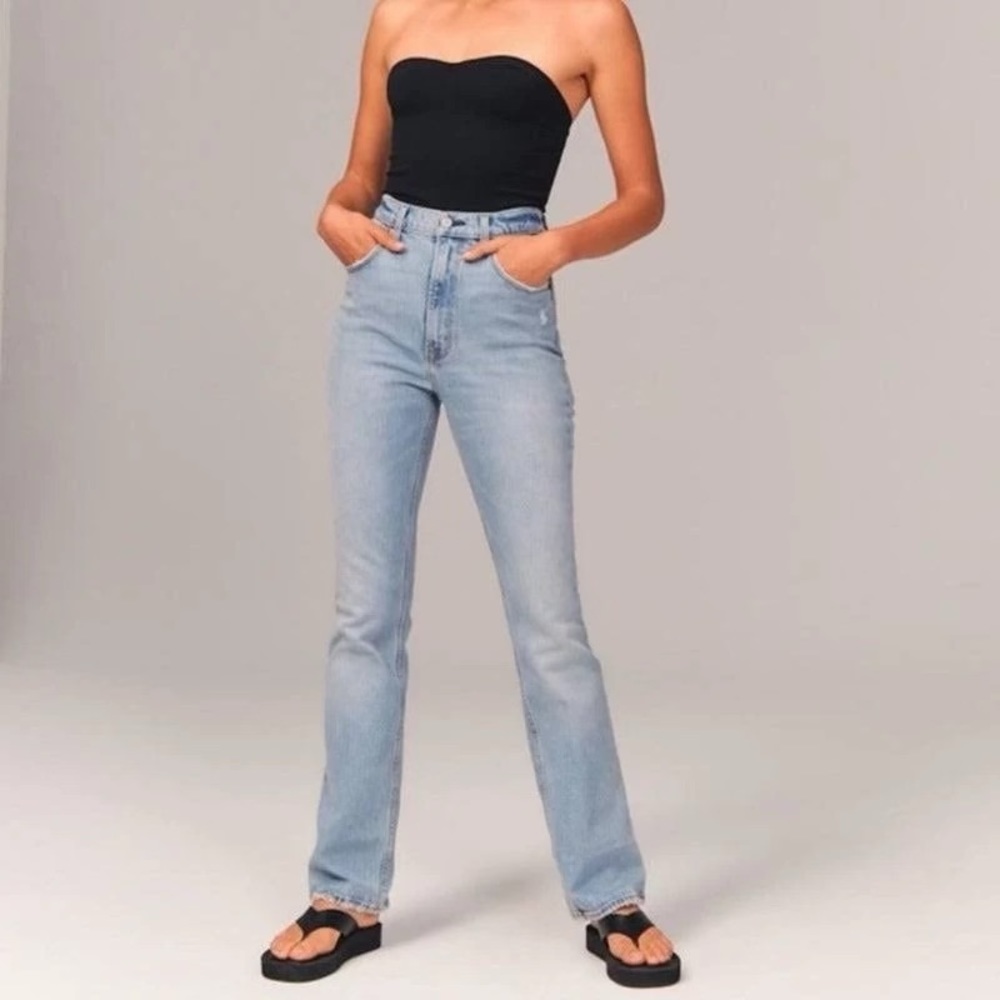 Abercrombie & Fitch Light Wash Vintage 70s Ultra High Rise Flare Jeans